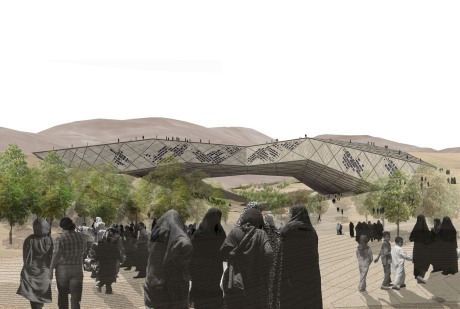El proyecto del parque “Cultural Gate to Alborz” gira en torno a la relación entre la ciudad de Teherán y las montañas de Alborz, por las que discurria la ruta de la seda